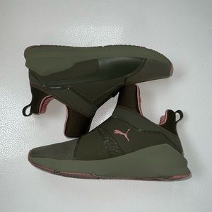 Puma Fierce Olive Green and Pink